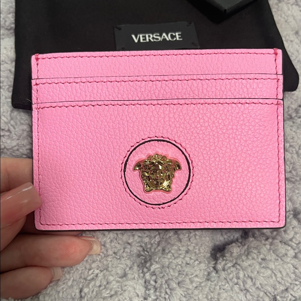 Versace Pink Leather Card Holder - Picture 2 of 5